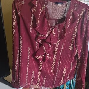 Tommy Hilfiger Burgundy Chain Print Blouse